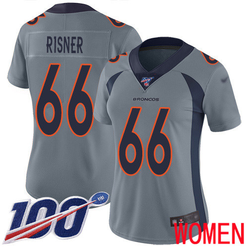 Women Denver Broncos #66 Dalton Risner Limited Silver Inverted Legend 100th Season Football NFL Jersey->women nfl jersey->Women Jersey